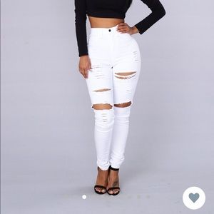 Fashion Nova high waist destroyed skinny leg jean